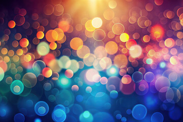 Poster - A dazzling array of colorful bokeh lights sparkling against a dark background in a festive celebration atmosphere. Generative AI