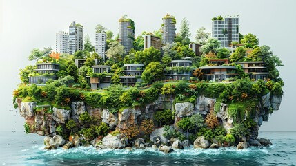 Wall Mural - Realistic photo illustrating the strain of urban sprawl on natural habitats and public health emphasizing the need for effective resource management and sustainable development. high resolution