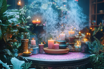 Wall Mural - esoterics, tarot cards and magic crystals and stones. astrology. predictions makes predictions of fa