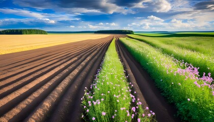 Wall Mural - Fallow Field Under Clear Blue Sky