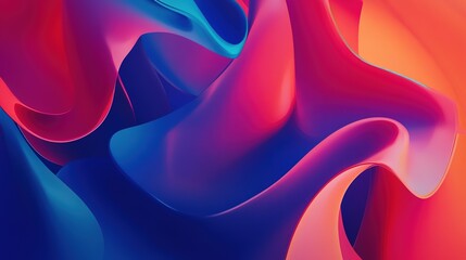 Wall Mural - Colorful abstract shapes blending smoothly in a vibrant display of reds, purples, and blues, creating an artistic digital design