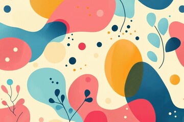 Abstract, colorful pattern with playful shapes, lines and dots