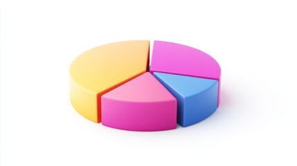 Leinwandbilder - A colorful 3D pie chart with multiple segments, each section raised slightly to emphasize data distribution, set against a clean white background.