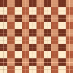 Wall Mural - Plaid repeat pattern in brown.Gingham seamless pattern with stripes.Checkered tartan Geometric graphic vector illustration background.