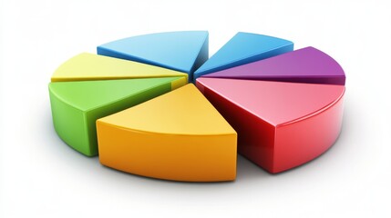 Aufkleber - A colorful financial pie chart showing market shares, with labeled sections representing stocks, bonds, and investments, displayed on a white background with clean lines.