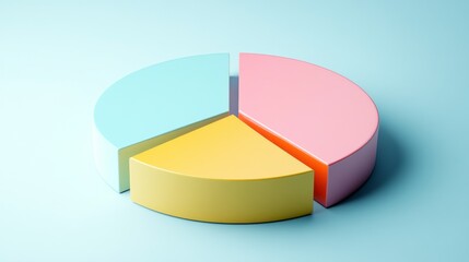 Fototapete - A corporate-style pie chart showing a financial breakdown of company profits, with sections for expenses, taxes, and net revenue, placed on a simple gradient background.