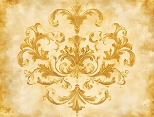 Poster - Golden Floral Pattern on Old Paper Background