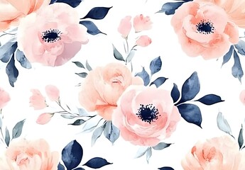 Wall Mural - Watercolor Floral Pattern