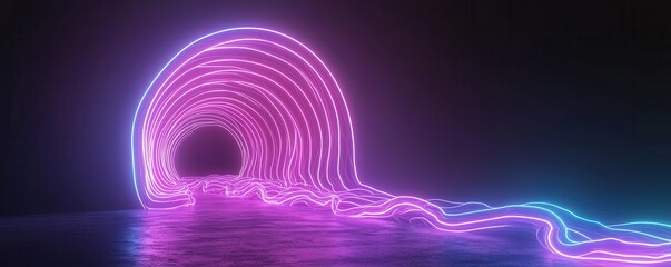 Poster - Abstract Neon Lights Tunnel.