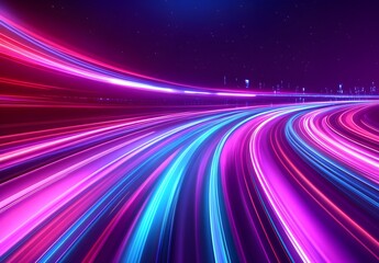 Canvas Print - Abstract Light Trails on Road