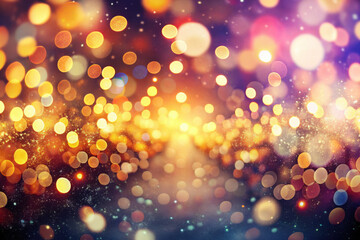 Poster - A dazzling display of shimmering bokeh lights creating a magical atmosphere during a festive evening celebration in a vibrant city. Generative AI
