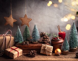 Christmas or New Year moody rustic background