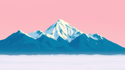 Wall Mural - Snow-covered mountains under pink sky