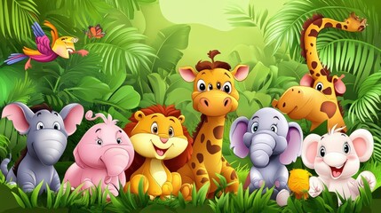 cartoon animal isolate background