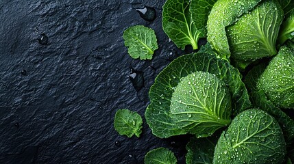 Crisp Green Cabbage Leaves from Above