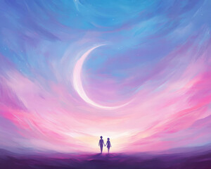 Wall Mural - the sky is filled with stars and the atmosphere is romantic and peaceful