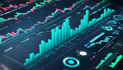 Wall Mural - Dynamic stock market trading trends depicted through investment stick graphs highlighting finance and economic fluctuations