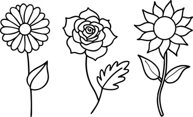 single flower doodles drawing vector illustration