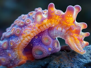 Wall Mural - Vibrant Sea Slug Close-Up: A Colorful Underwater Marvel