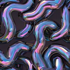 Poster - Abstract, colorful, swirling ribbons with dynamic patterns.