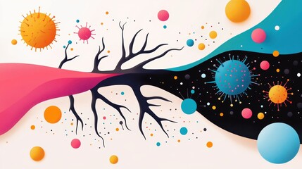 Sticker - A colorful illustration of a metabolic pathway, showcasing the interconnected reactions and molecules that sustain life.