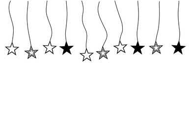 Wall Mural - Hanging Little Stars - Set of Simple Hanging Vector Stars - Decorative Vector Star Ornament - Decoration for Holiday Card Designs
