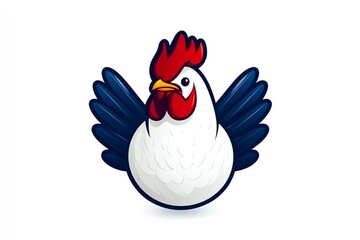 Poster - Minimalist chicken icon, with bold, smooth lines representing a free-range hen, symbolizing farm animals in a simple, elegant form