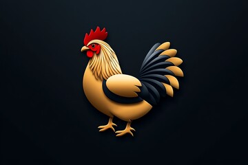 Poster - Minimalist chicken icon, with bold, smooth lines representing a free-range hen, symbolizing farm animals in a simple, elegant form