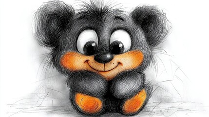 Poster -  Black & Orange Teddy Bear with Open Eyes & Smile