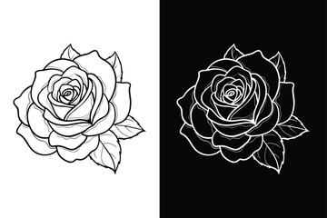 Wall Mural - rose flower outline icon vector on white background .