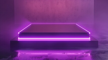 Poster - Modern Stage Design: A Multi-Level Platform with Neon Lights