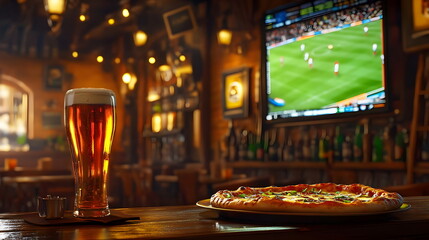 Craft Beer Pizza Sports Bar Atmosphere Enjoyment Friends Gathering