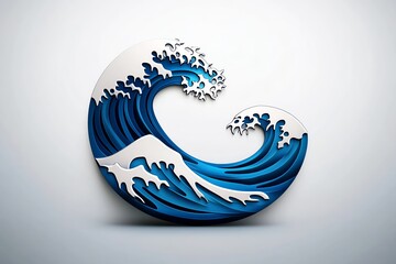 Poster - Minimalist wave icon, featuring fluid lines representing ocean waves, perfect for a modern and sleek water sports design