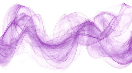 Aufkleber - Purple wisps of translucent fabric flowing gracefully against a white background, creating an ethereal and calming visual effect