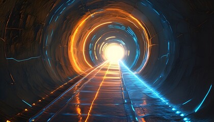 Wall Mural - mystical tunnel illuminated by radiant light