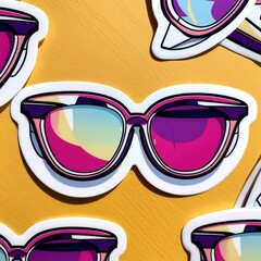 sticker of eyeglass frames of different colors and shapes. stickers. eye frames. sunglases.