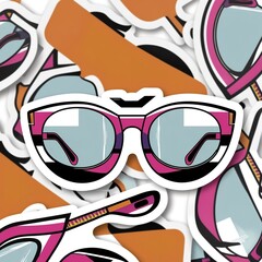 sticker of eyeglass frames of different colors and shapes. stickers. eye frames. sunglases.