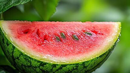 Poster -  A watermelon slice atop a verdant watermelon plant labeled Watermelon