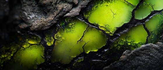 Poster -  A tight shot of a tree trunk adorned with green moss covering its bark