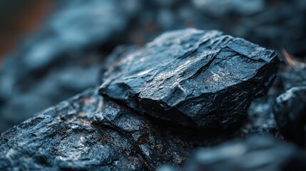 Canvas Print -  A tight shot of a rock displaying an abundance of dark mineral deposits along its edge