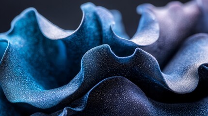 Poster -  A blue and black vase with water droplets on its surface against a black backdrop