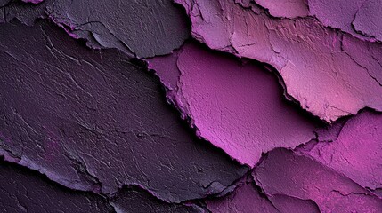 Canvas Print -  A tight shot of a purple-black wall with peeling paint on its sides