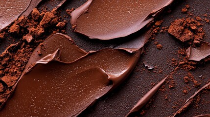 Wall Mural - abundant chocolate frosting on top, chocolate chunks beside