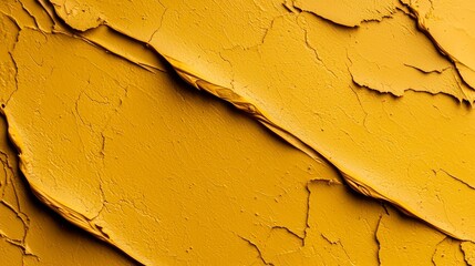 Poster -  A close-up of a yellow wall with peeling paint on its sides