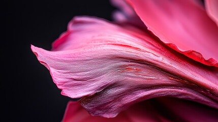 Sticker -  A tight shot of a pink blossom speckled with water droplets on its petals against a black backdrop