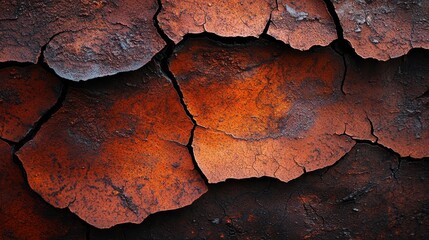 Canvas Print -  A tight shot of a fissure in the earth, emitting a scarlet glow from its heart