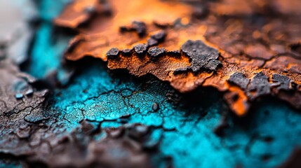 Canvas Print - blue, orange, and brown painted, with specks of rust