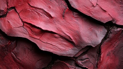 Poster -  A tight shot of a textured red rock, its surface marked with dark red pigmentation