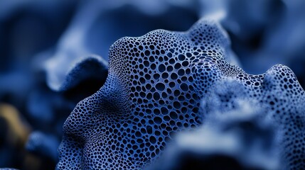 Wall Mural -  A sharp focus on a blue coral with a softly blurred upper portion and clearly defined lower half