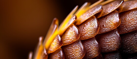 Sticker -  A tight shot of several brown flowers against a backdrop of their earthy hues, adorned with droplets of dew glistening on their petals